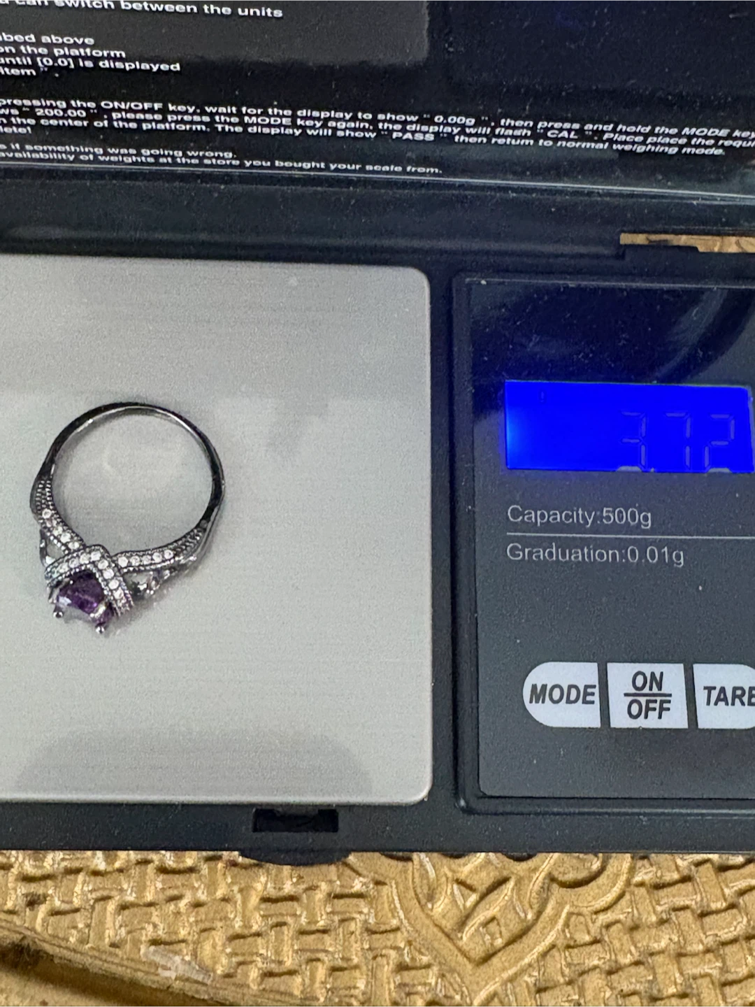 14k Black Solid Gold Ring with Purple Stone - photo 3