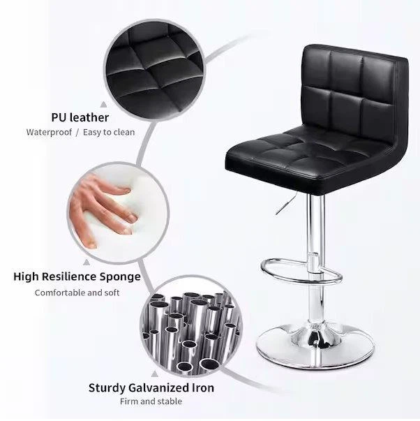 Adjustable PU Leather Bar Stool - BRAND NEW
