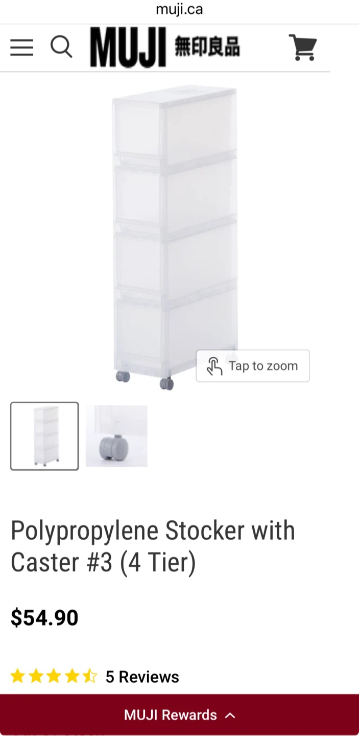MUJI Polypropylene Stocker with Caster #3 (4 Tier)