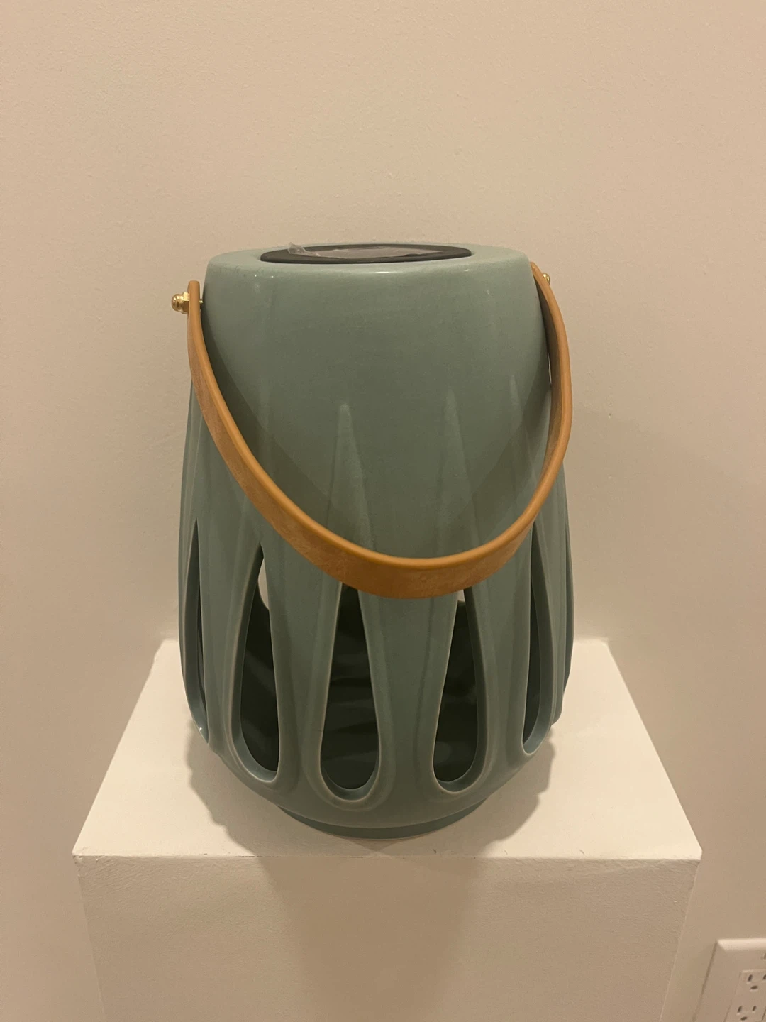 Ceramic Solar Lantern with Leather Handle