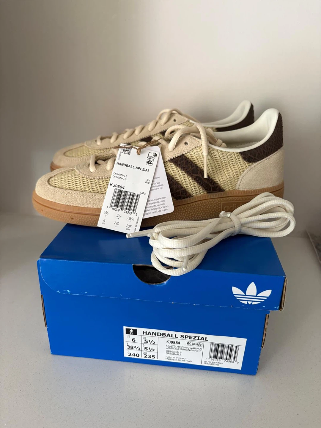 Adidas Handball Spezial Beige Brown Sneakers Men's Size 6