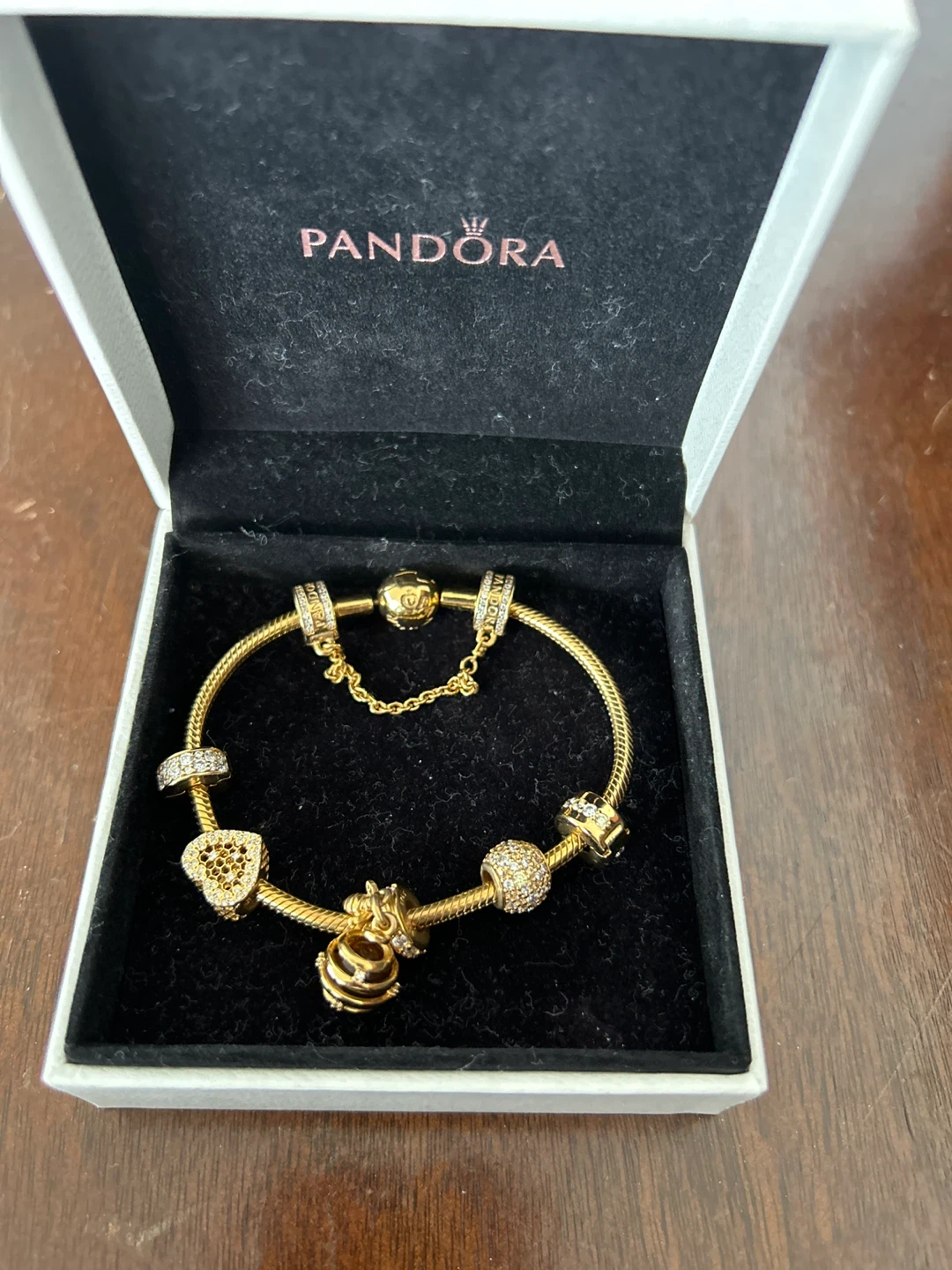 Pandora Gold Charm Bracelet with Charms