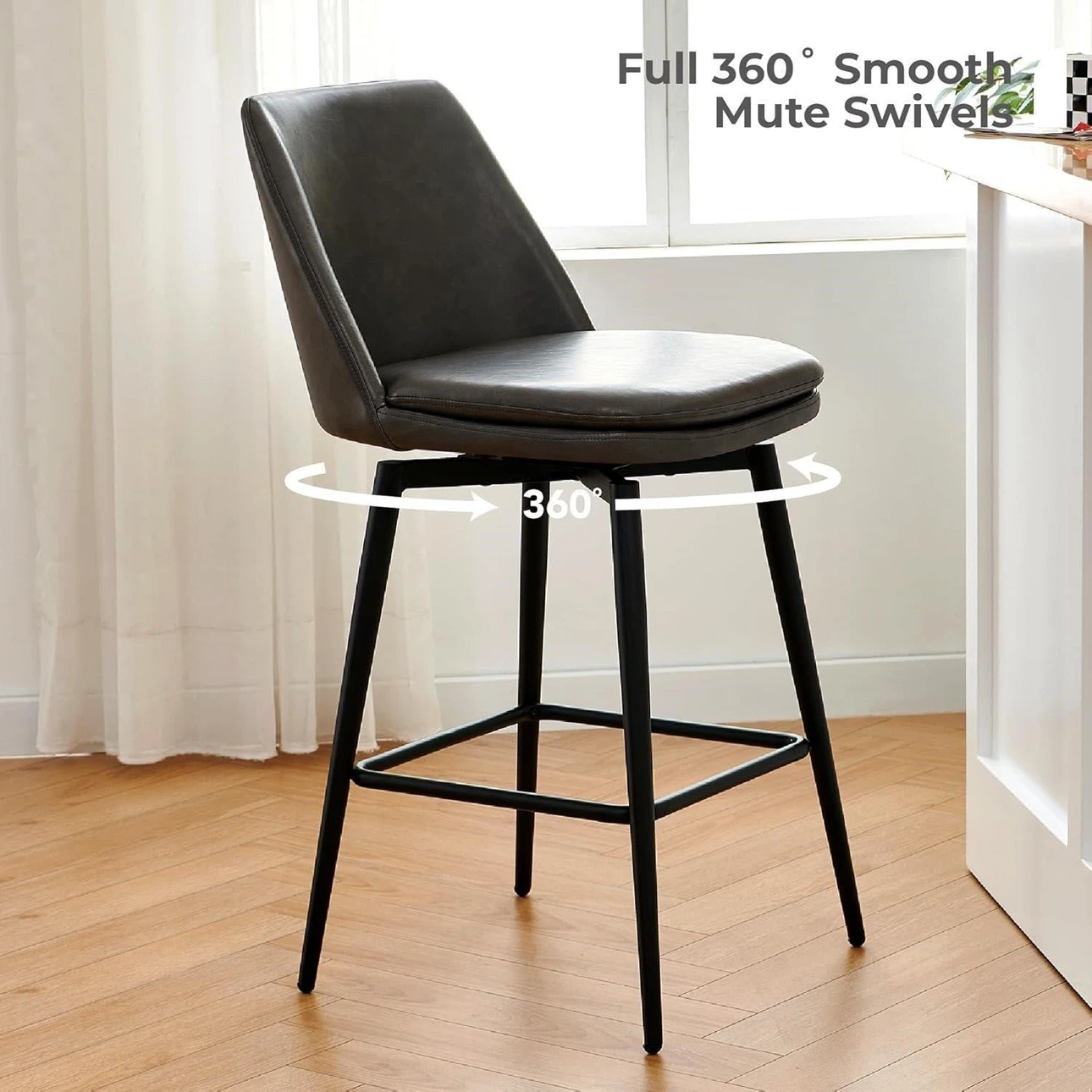 Grey Swivel Counter & Bar Stool - Set of 2 - photo 3