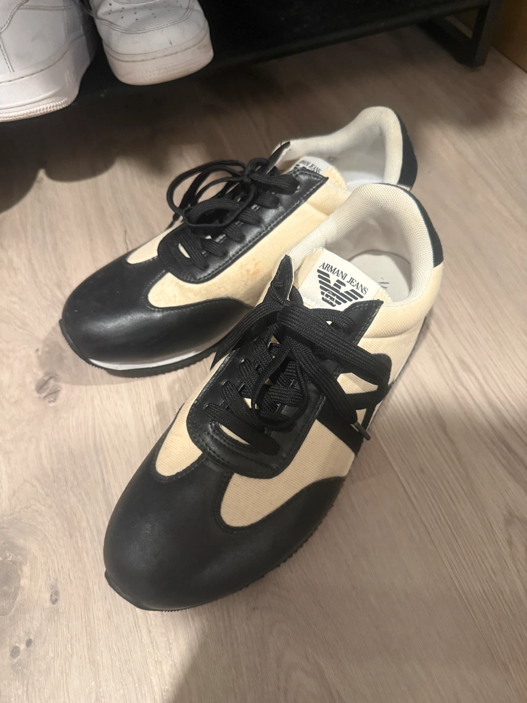 Armani Jeans Black & Tan Sneakers 8.5