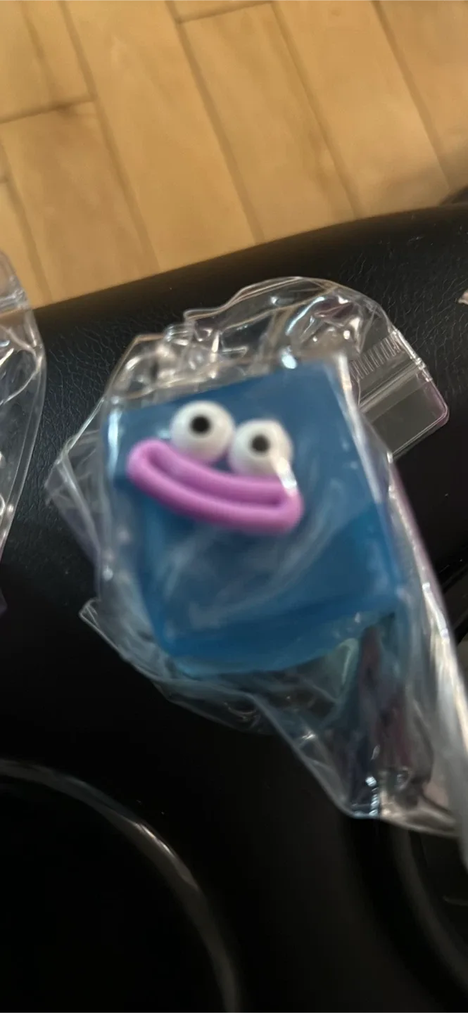 Blue character squishie with googly eyes