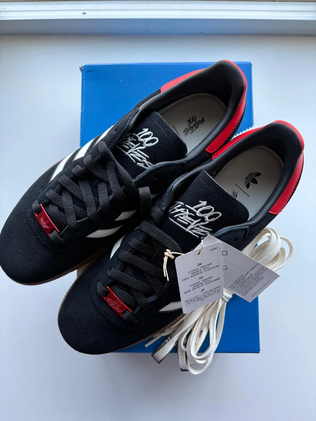 Adidas 100T Palos Hills Black White Red Suede Sneakers - photo 2