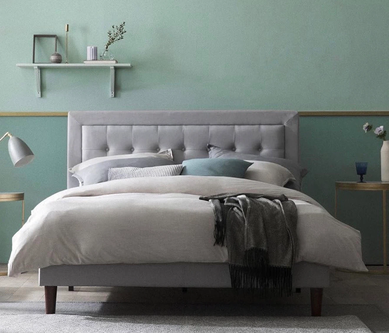 Queen bed frame (upholstered)