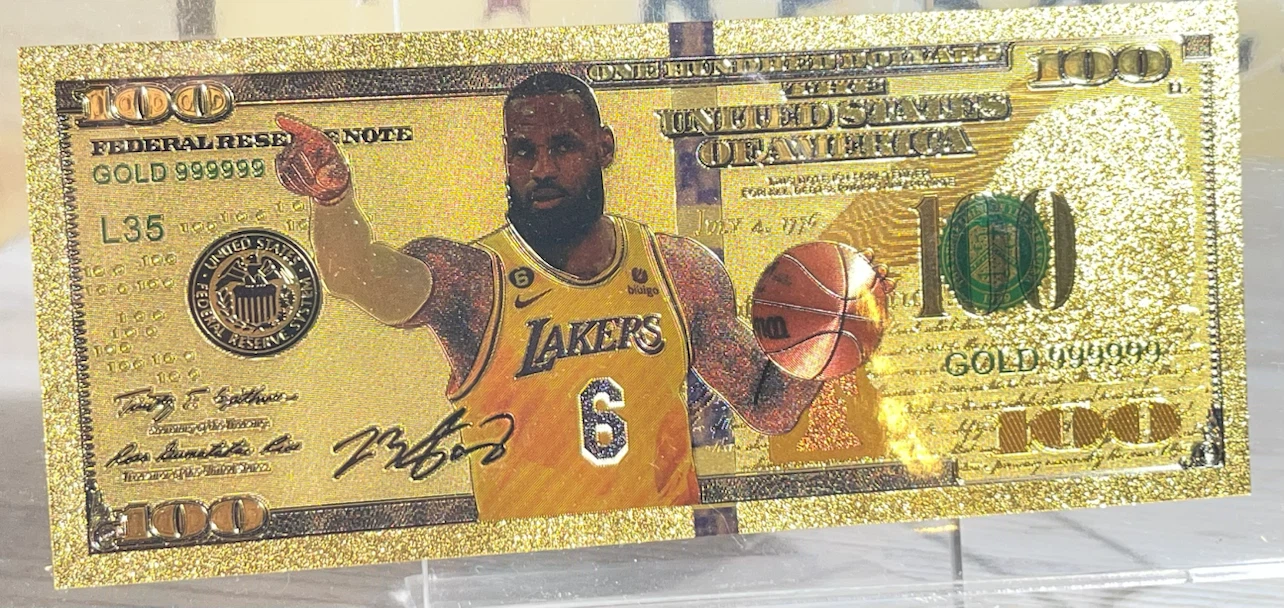 00-298 LeBron James Lakers GOLD foil $100 Bill Collectible