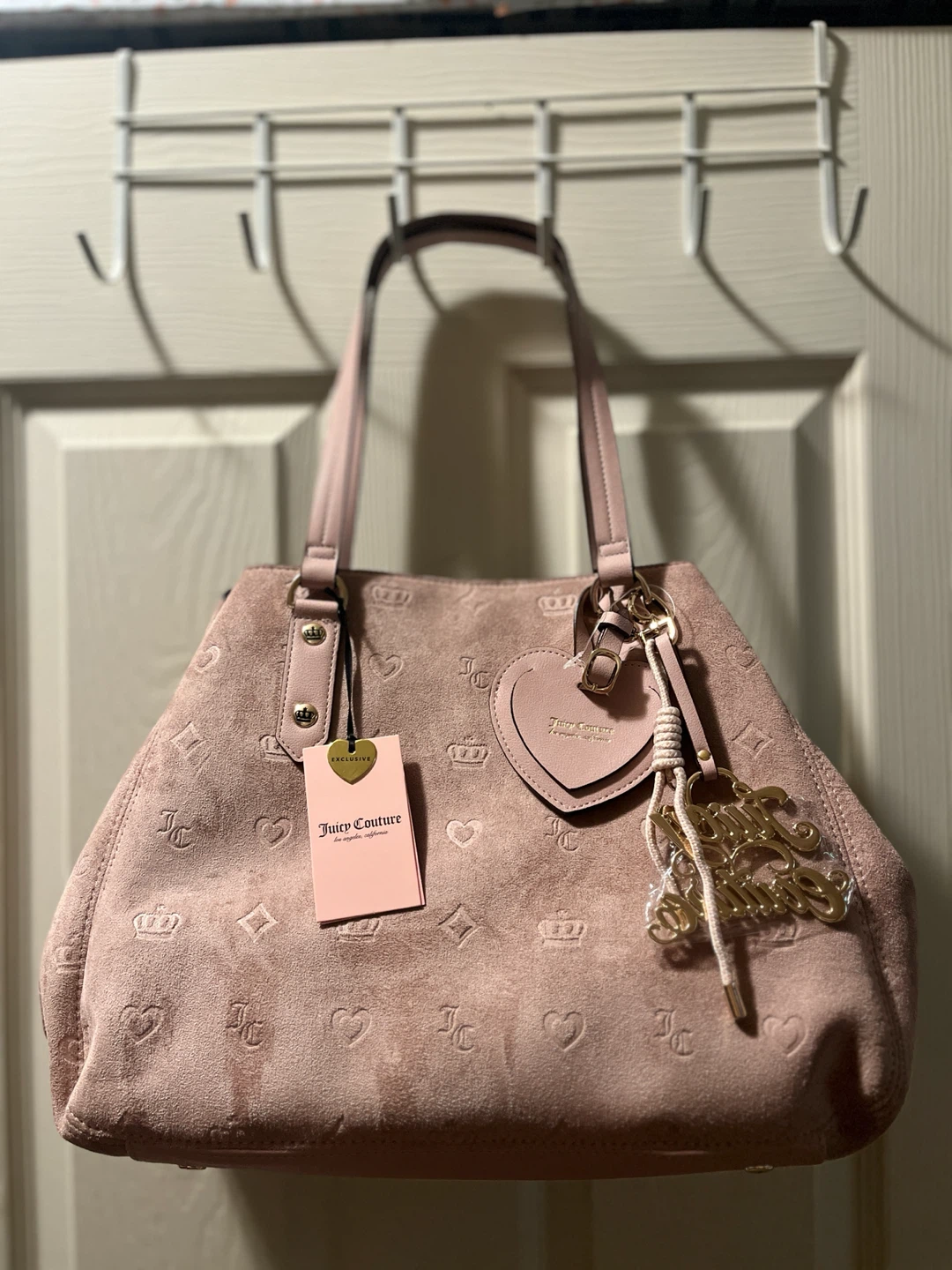Juicy Couture Pink Tote Bag Heart Charm  Magnetic Lined Pocked