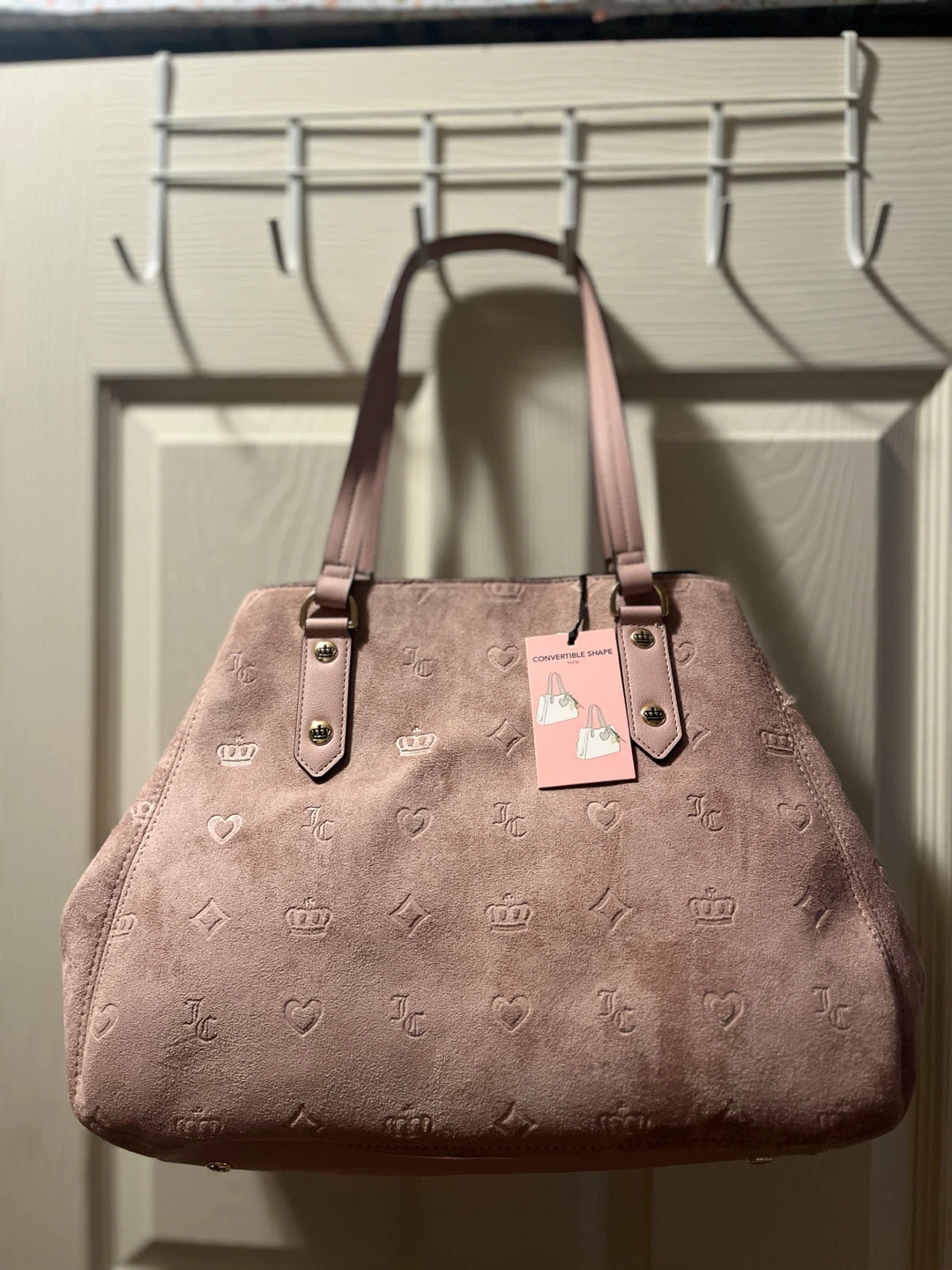 Juicy Couture Pink Tote Bag Heart Charm  Magnetic Lined Pocked - photo 3