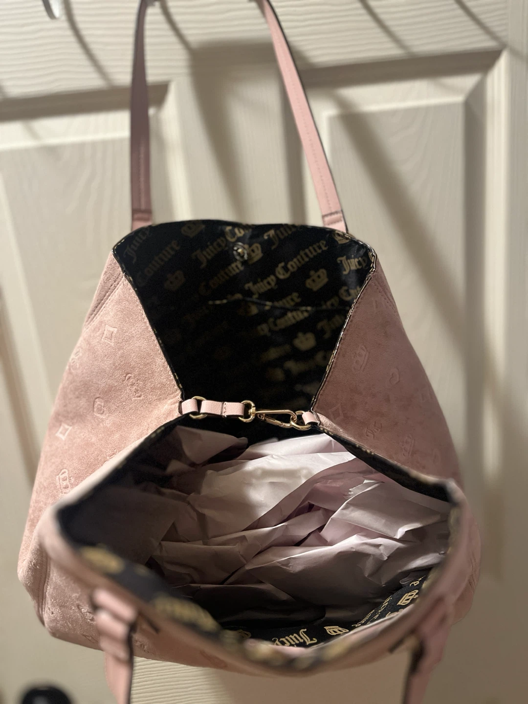 Juicy Couture Pink Tote Bag Heart Charm  Magnetic Lined Pocked - photo 4