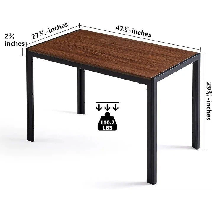 Wood Top Dining Table with Black Metal Legs