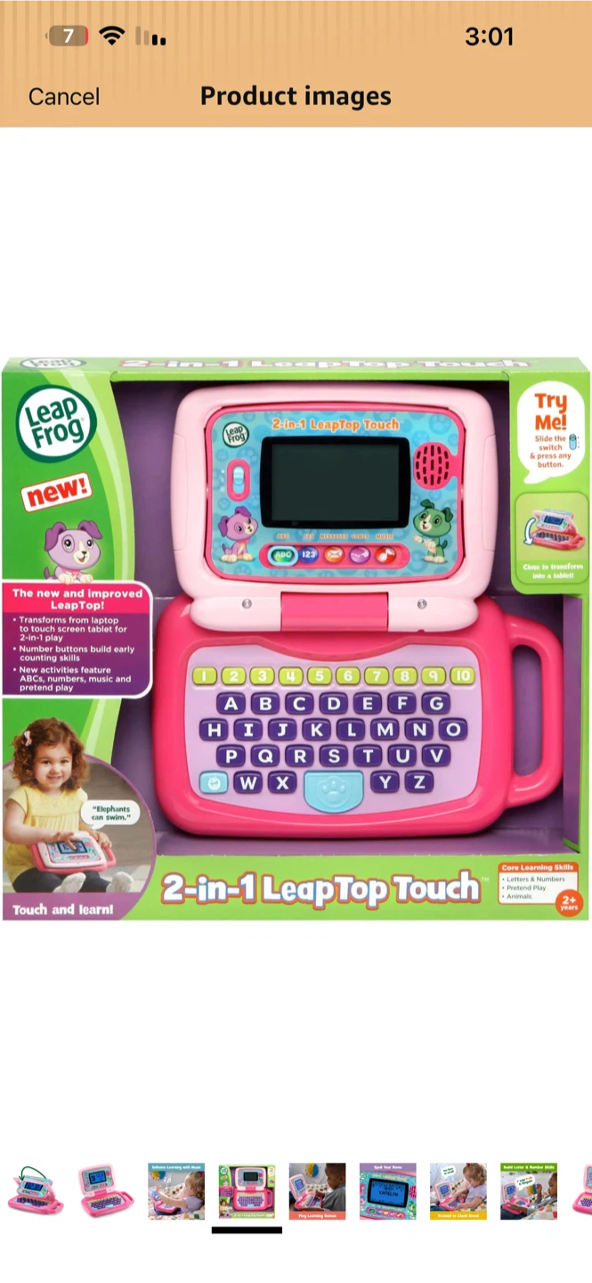LeapFrog 2-in-1 LeapTop Touch Pink Learning Toy