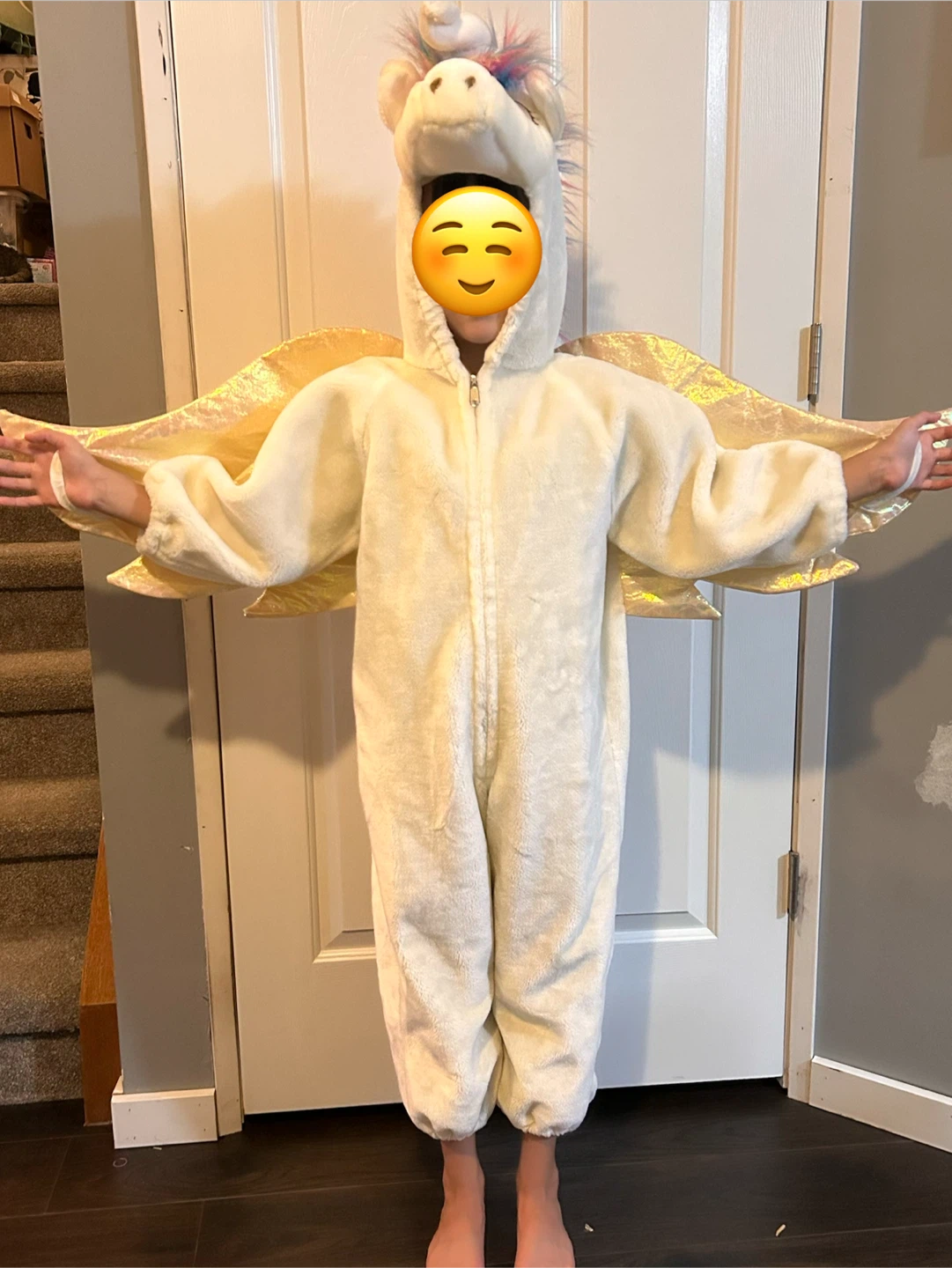 Kids' Cream Unicorn Costume with Wings