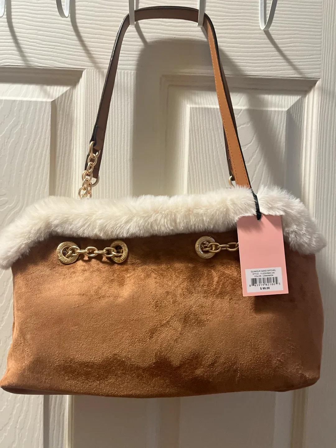 Juicy Couture Glamour Satchel Cinnamon Tan Furry Trim - photo 2