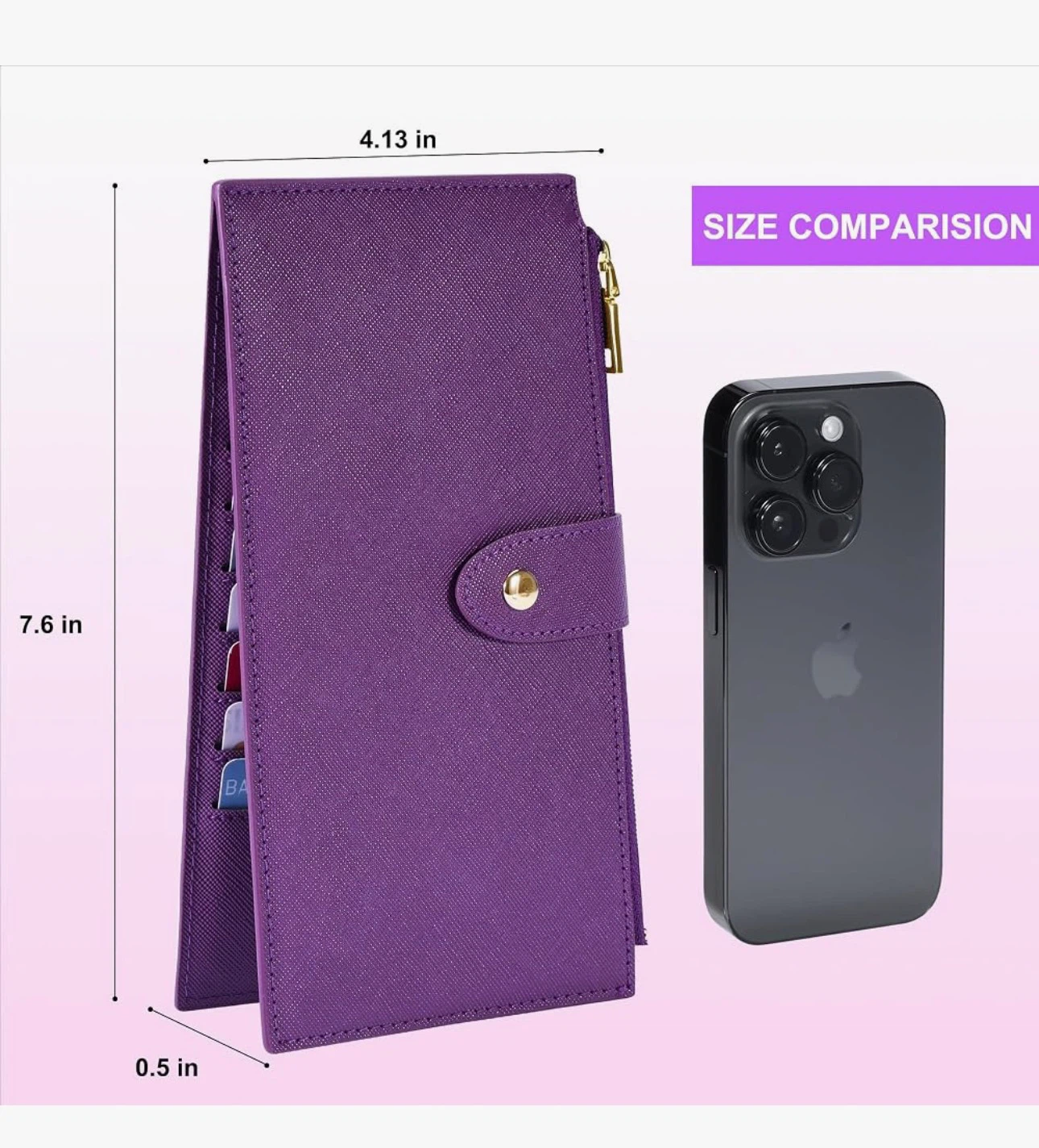 Purple Large Capacity Wallet with 16 Card Slots