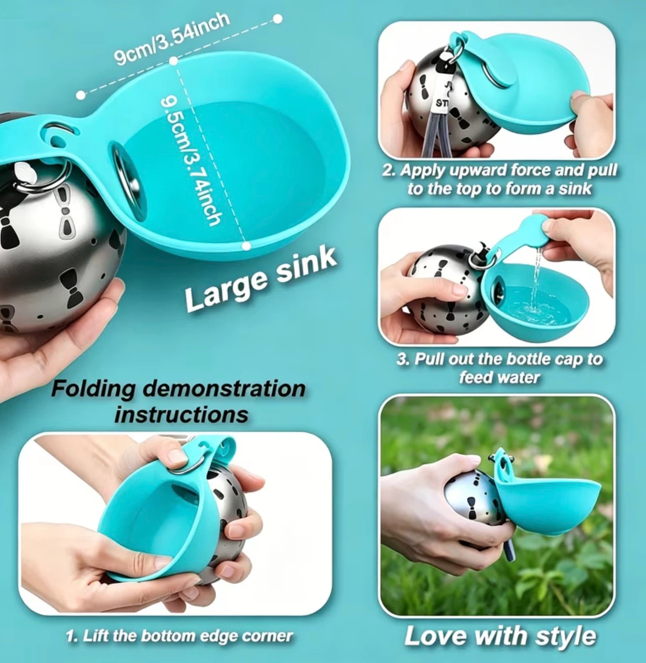 2-in-1 Portable Dog Water Bottle & Bowl - photo 4