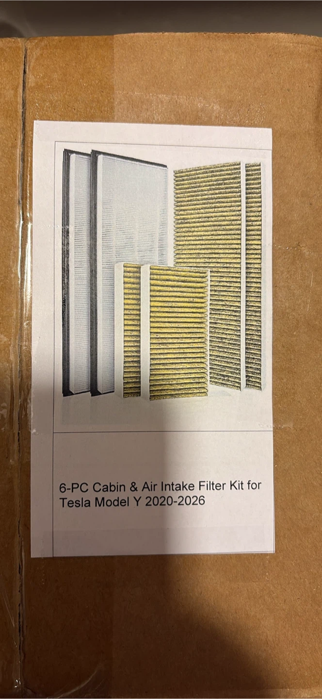 6-PC Cabin & Air Intake Filter Kit for Tesla Model Y 2020-2026