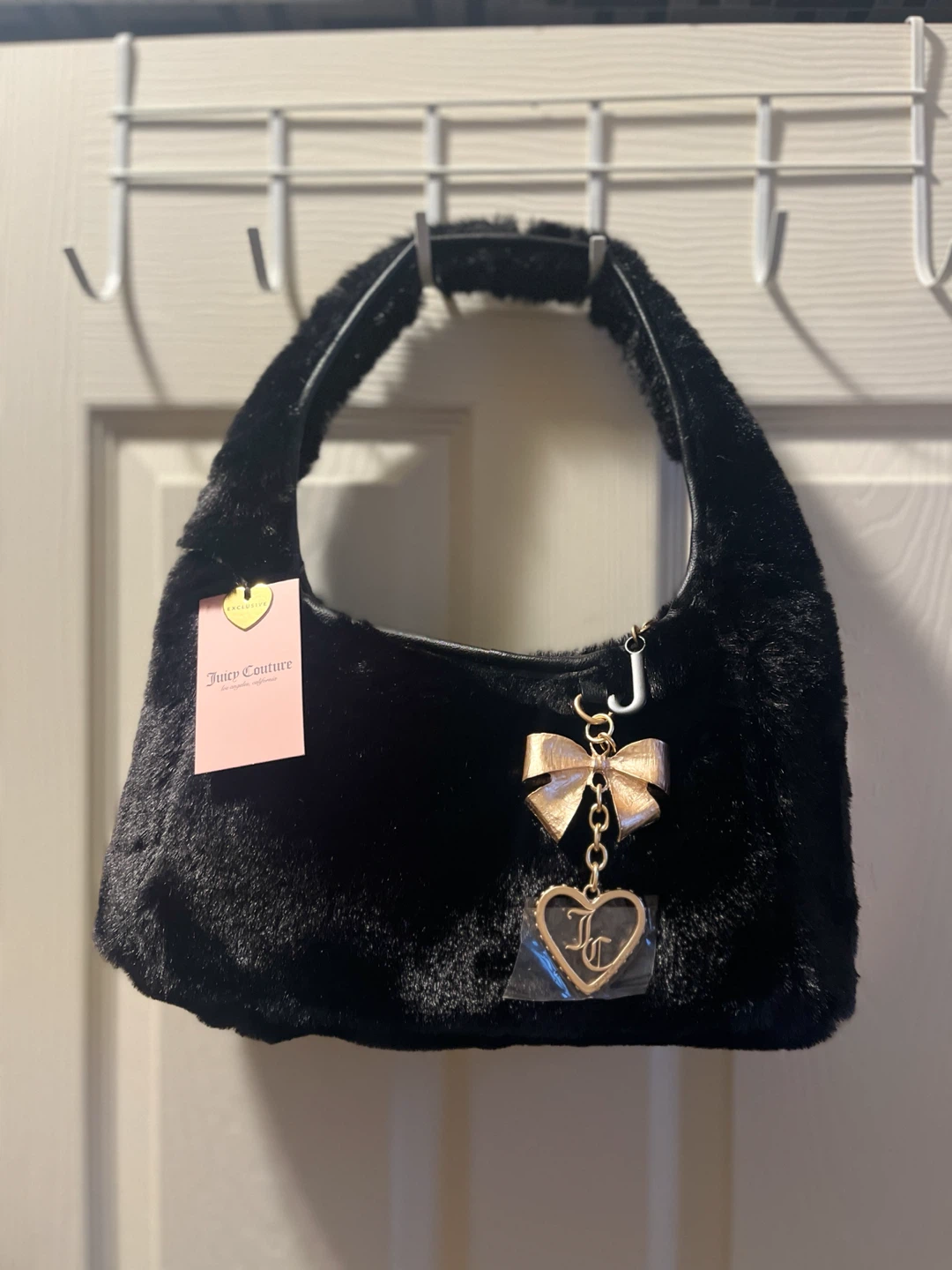 Juicy Couture Black Faux Fur Shoulder Bag