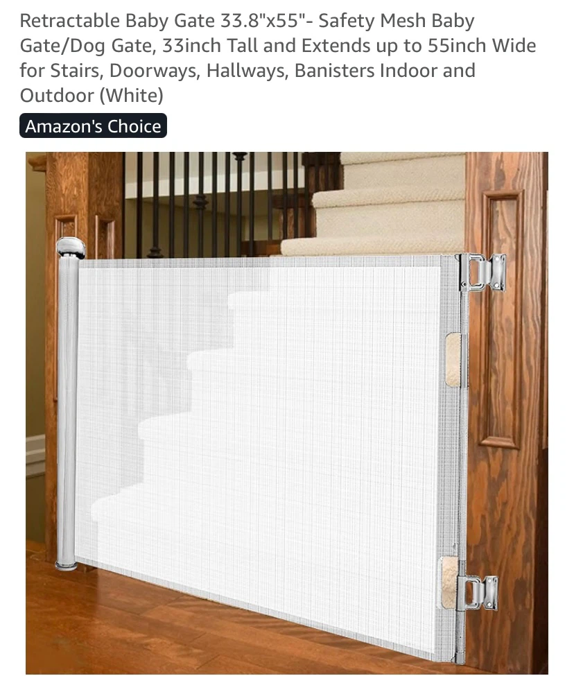 New Retractable Baby Gate 33.8"x55" White
