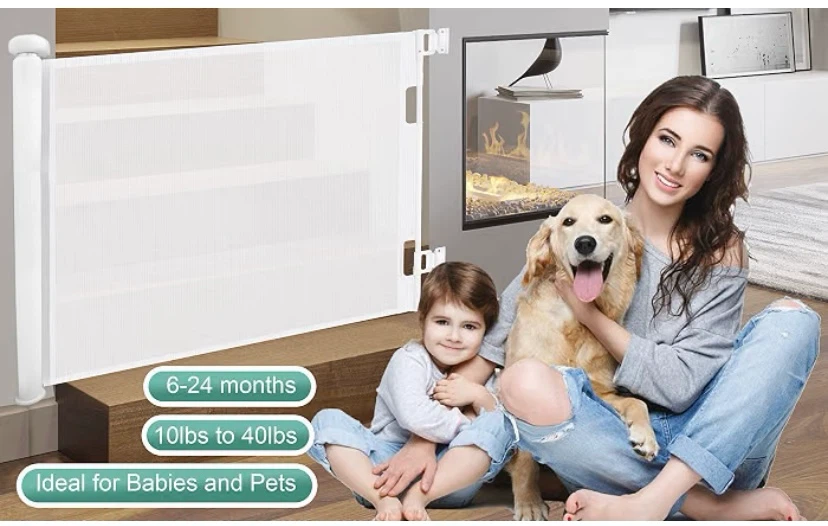 New Retractable Baby Gate 33.8"x55" White - photo 4