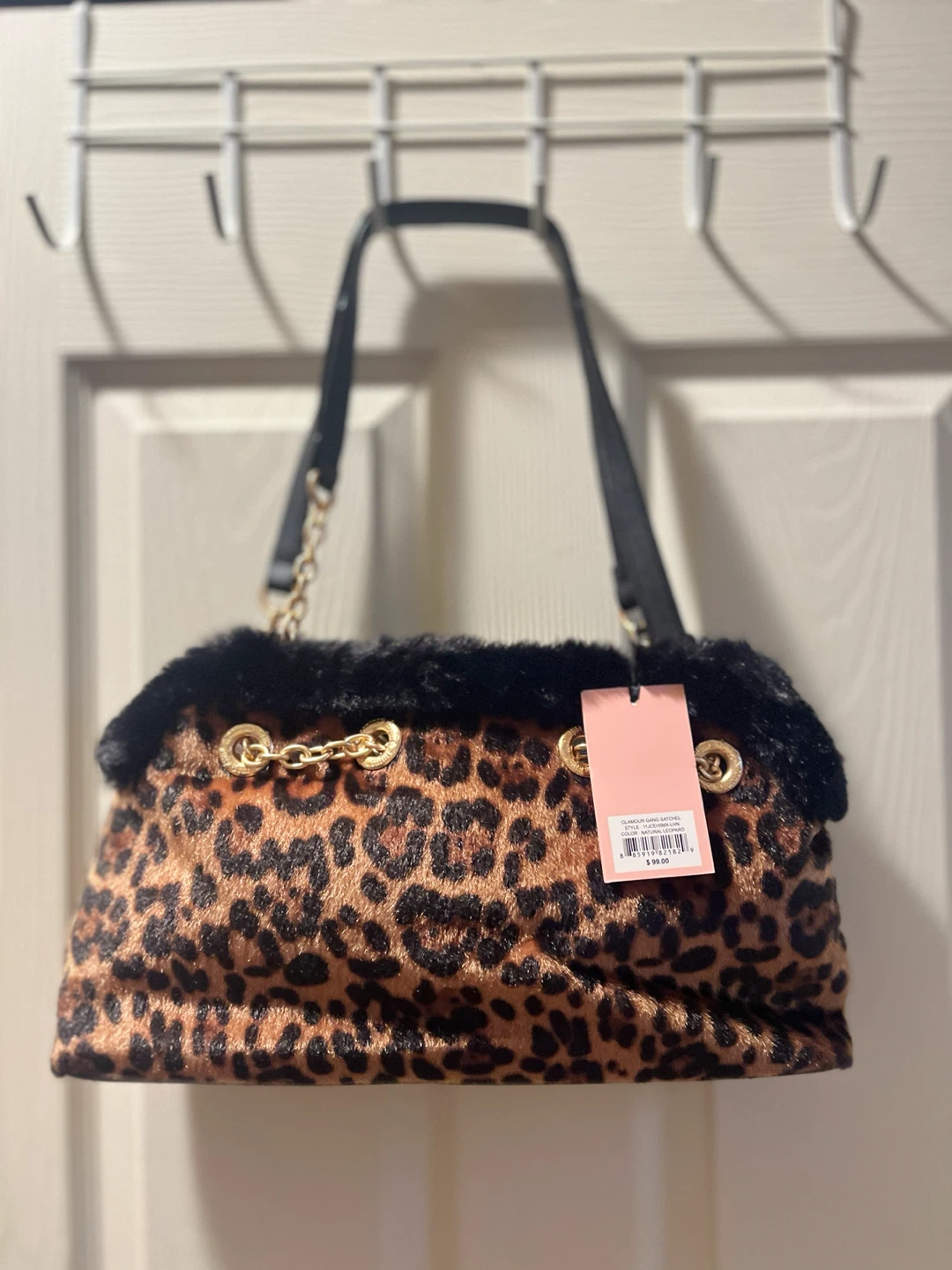 Juicy Couture Leopard Print Faux Fur Trim Satchel Bag - photo 2