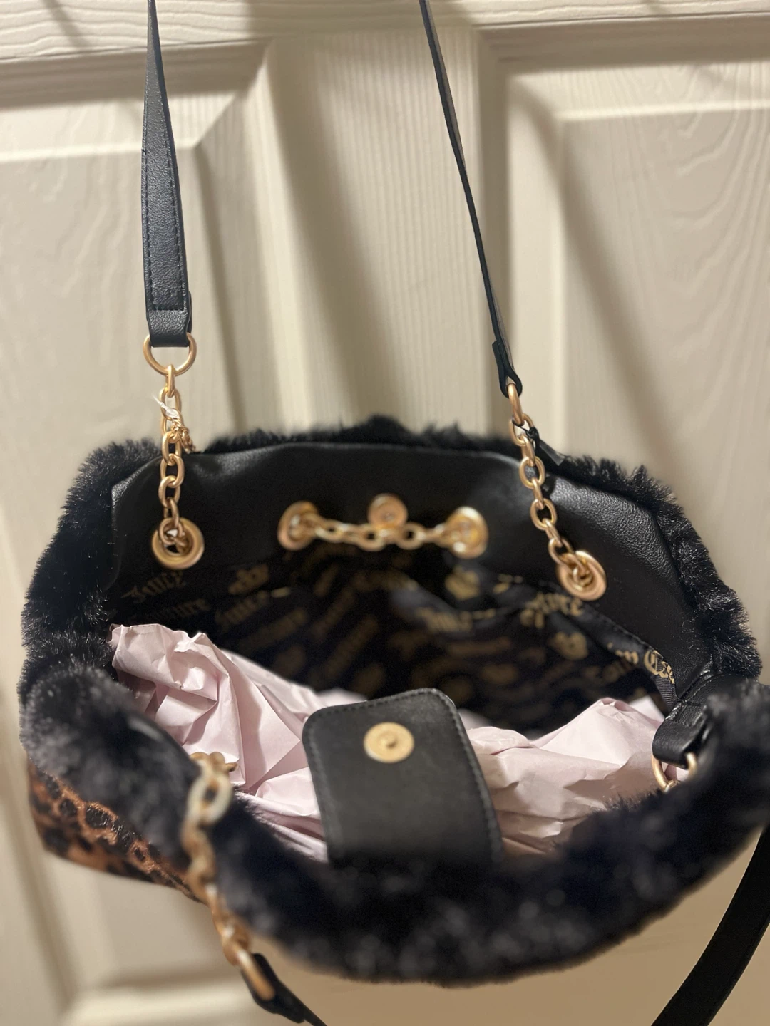 Juicy Couture Leopard Print Faux Fur Trim Satchel Bag - photo 3