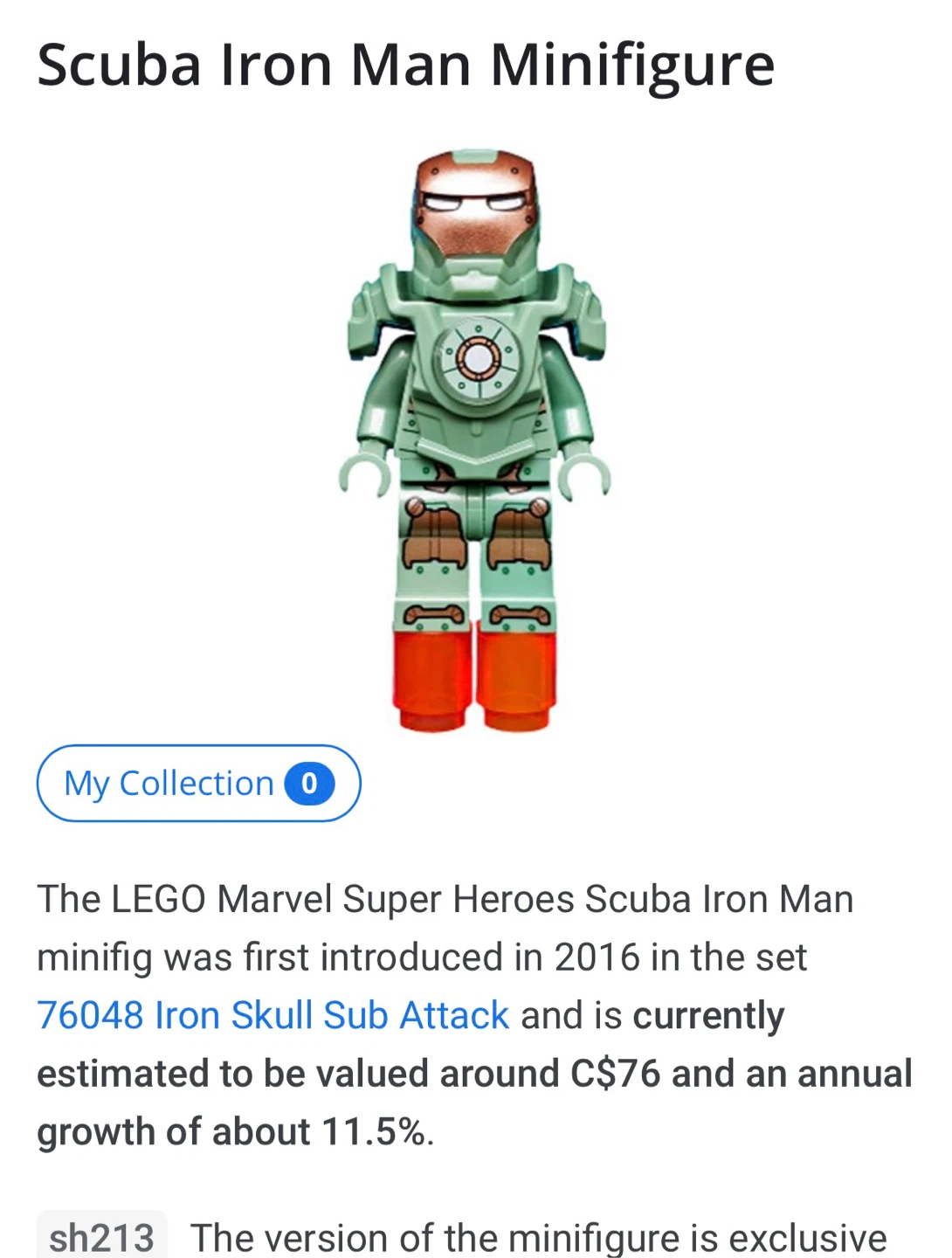 LEGO Marvel 76048 Iron Skull Sub Attack - Minifigs / 60% of sub