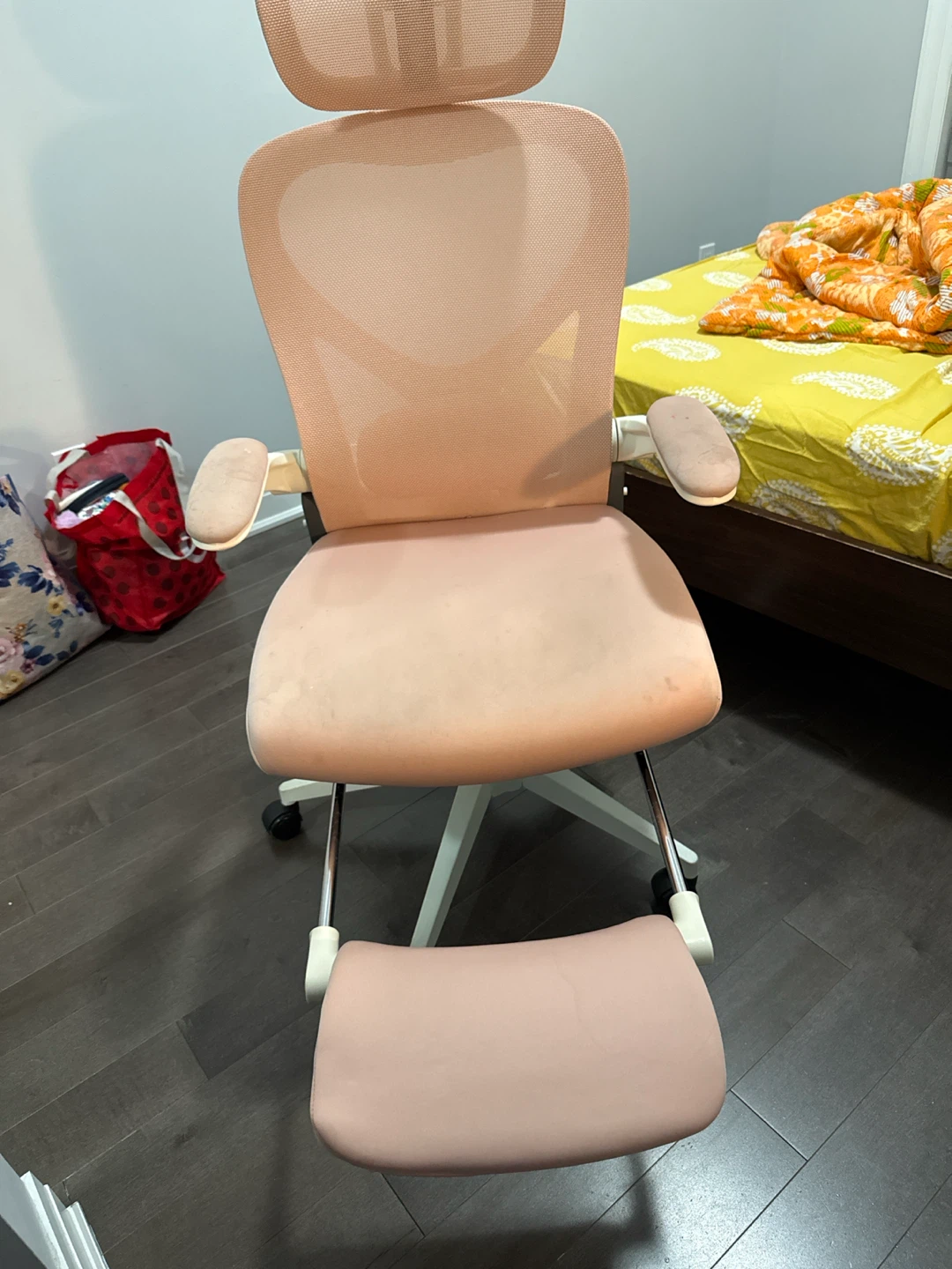 Pink Ergonomic Office Chair with Footrest - photo 3