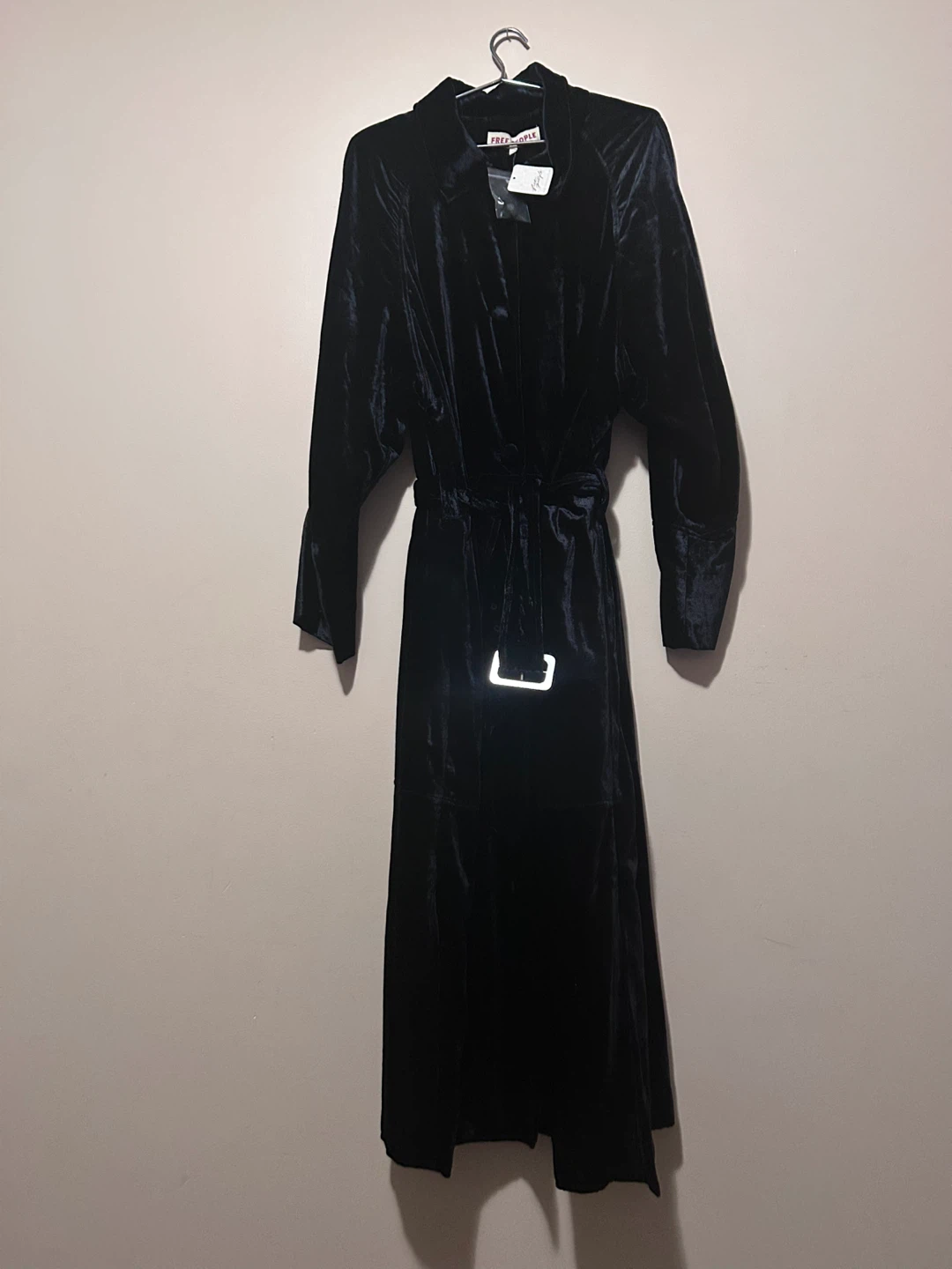 Free People Velvet Maxi Coat Black XL