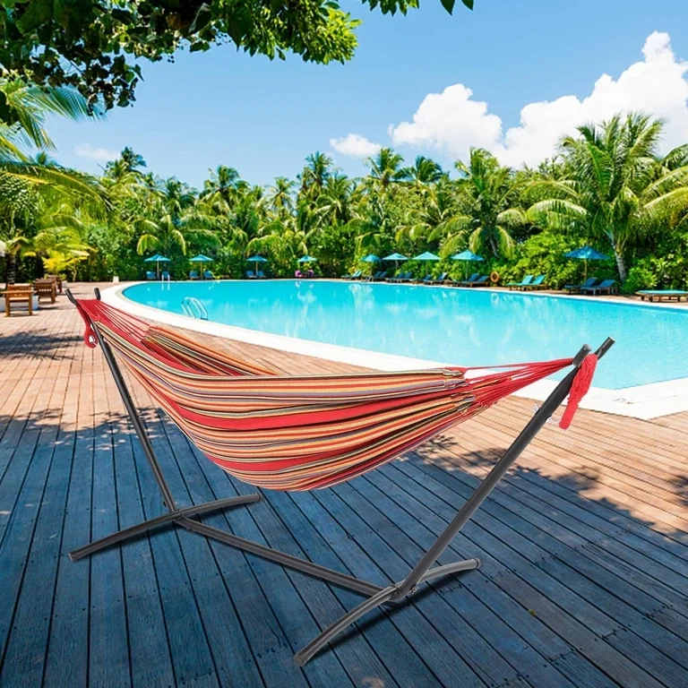 Striped Hammock with Stand