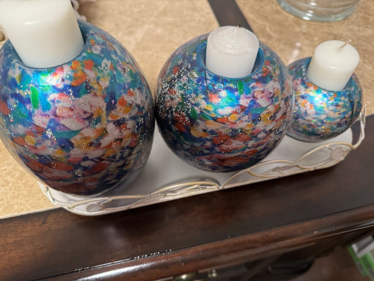 Candle Holders with White Candles