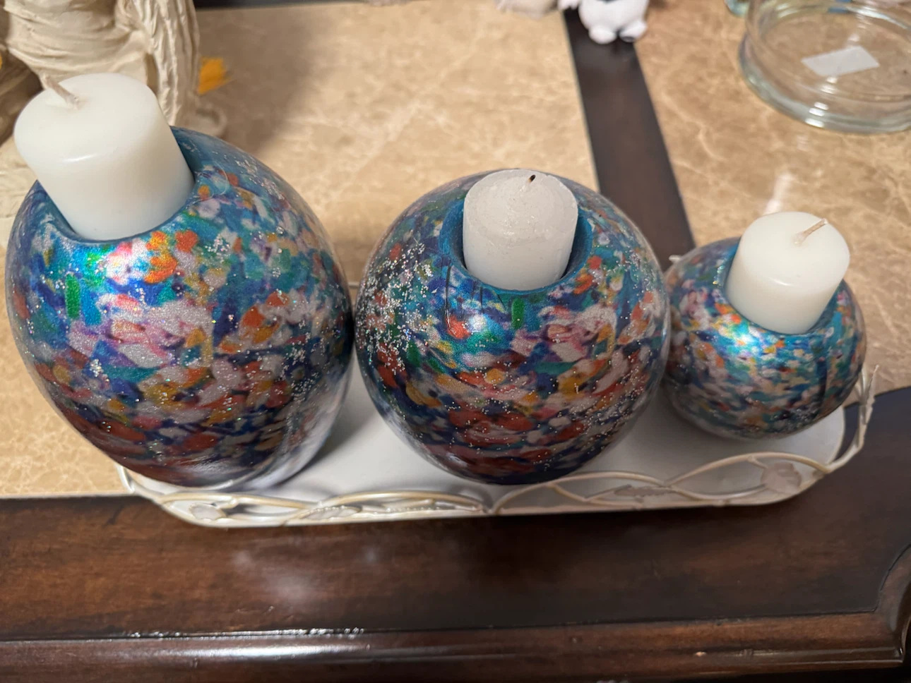 Candle Holders with White Candles - photo 2