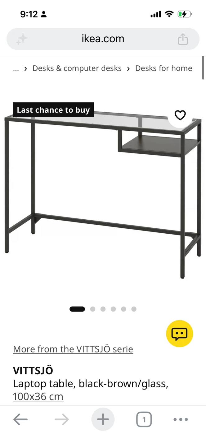 IKEA VITTSJÖ Laptop Table - White/Glass