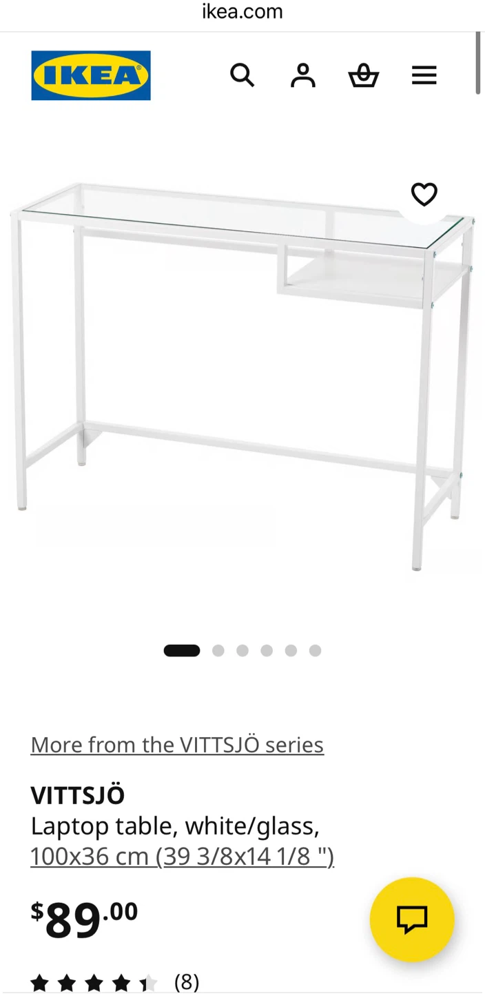 IKEA VITTSJÖ Laptop Table - White/Glass - photo 4