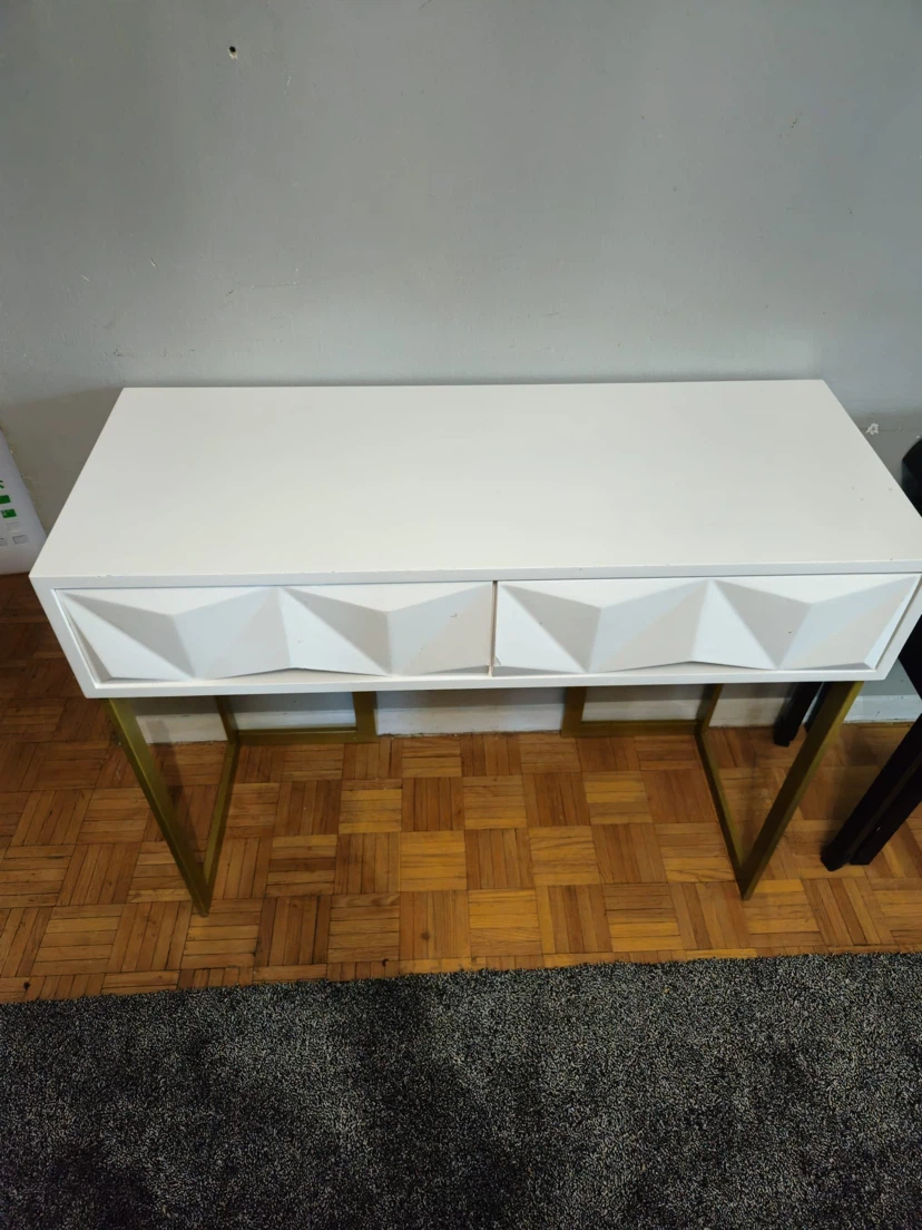White Console Table with Gold Legs