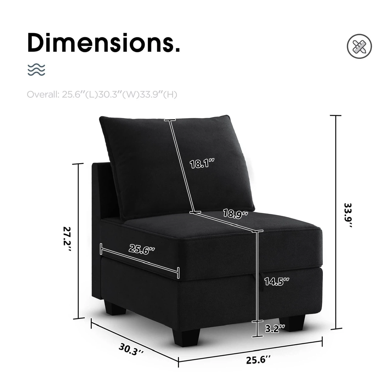 Black velvet Storage Ottoman Accent Chair - IN 📦