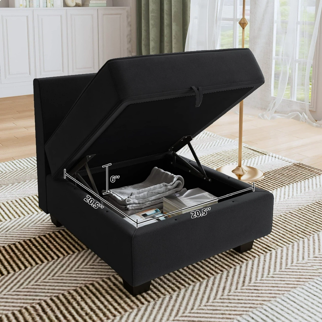 Black velvet Storage Ottoman Accent Chair - IN 📦 - photo 2