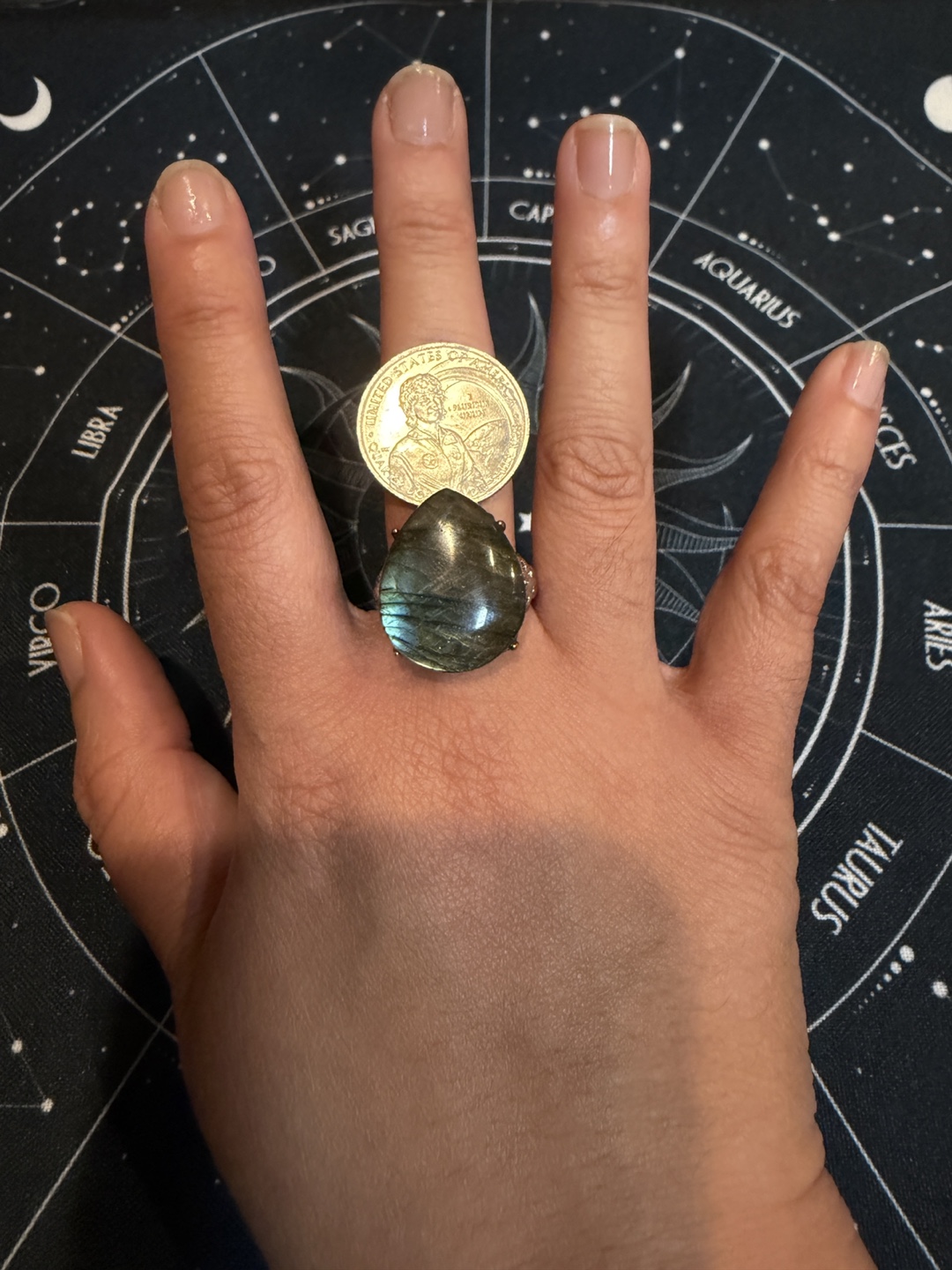 Labradorite Teardrop Ring