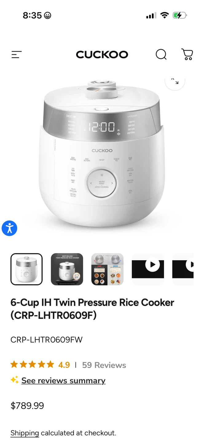 Cuckoo 6-Cup IH Pressure Rice Cooker