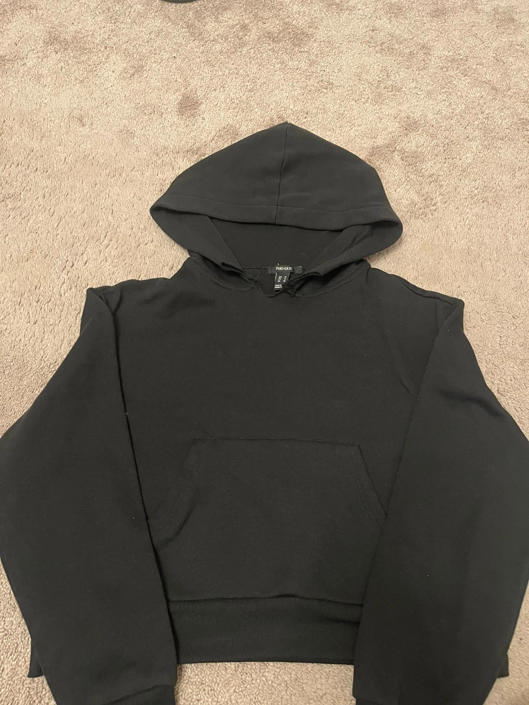 Forever 21 Black Cropped Hoodie