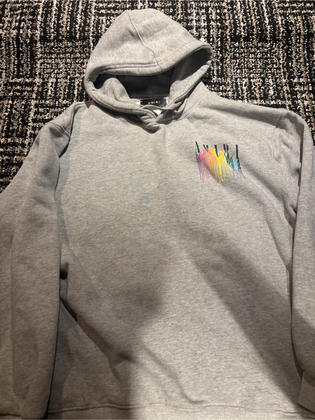 AMIRI Grey Hoodie with Rainbow Drip Logo - XL - photo 3