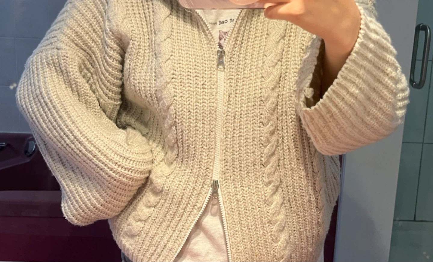 Women's Cable Knit Zip-Up Sweater - photo 2