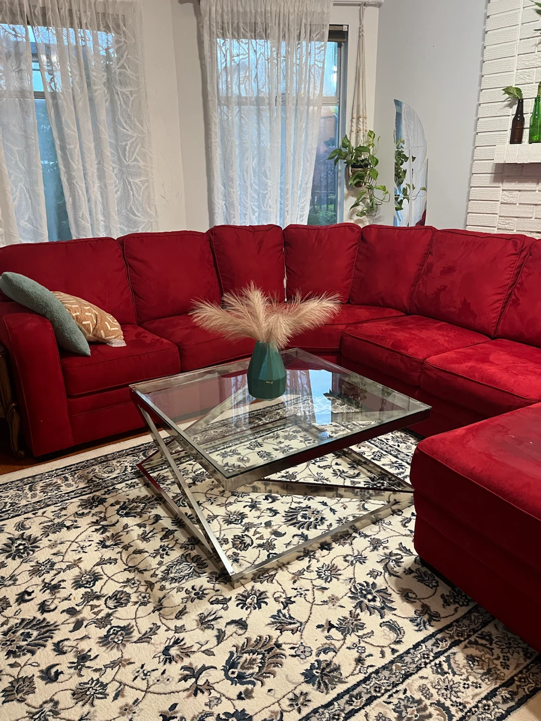 Glass Top Coffee Table with Chrome Base - photo 2