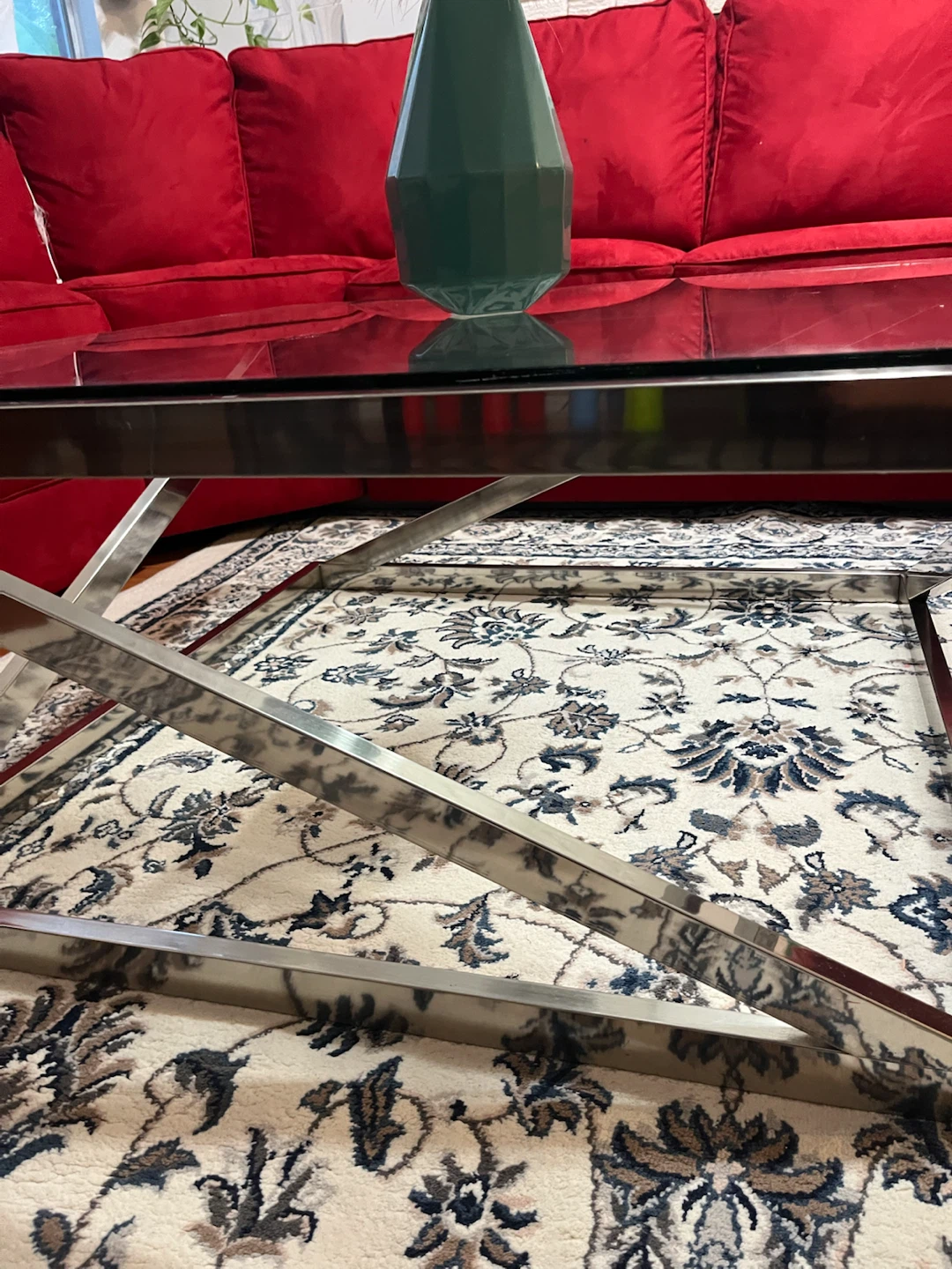 Glass Top Coffee Table with Chrome Base - photo 3