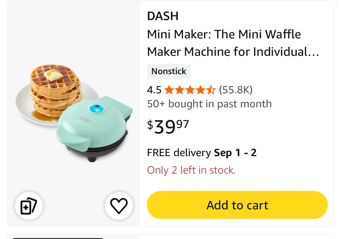 Dash Mini Waffle Maker - Aqua - photo 2