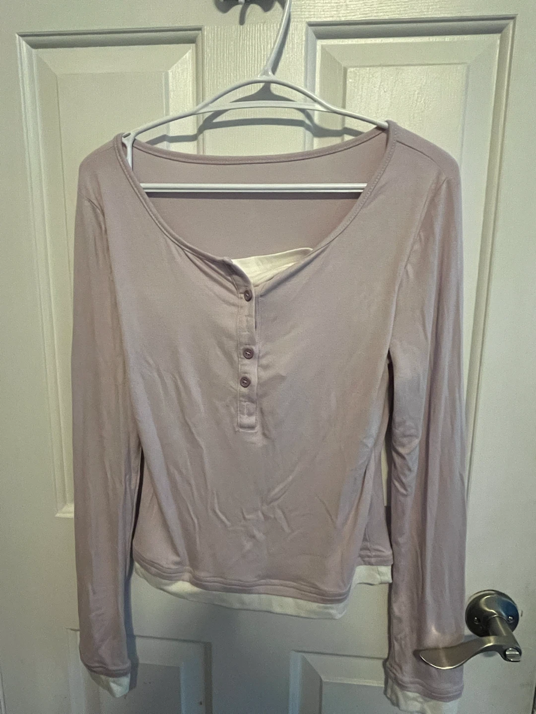 Light Purple Long Sleeve Henley Shirt