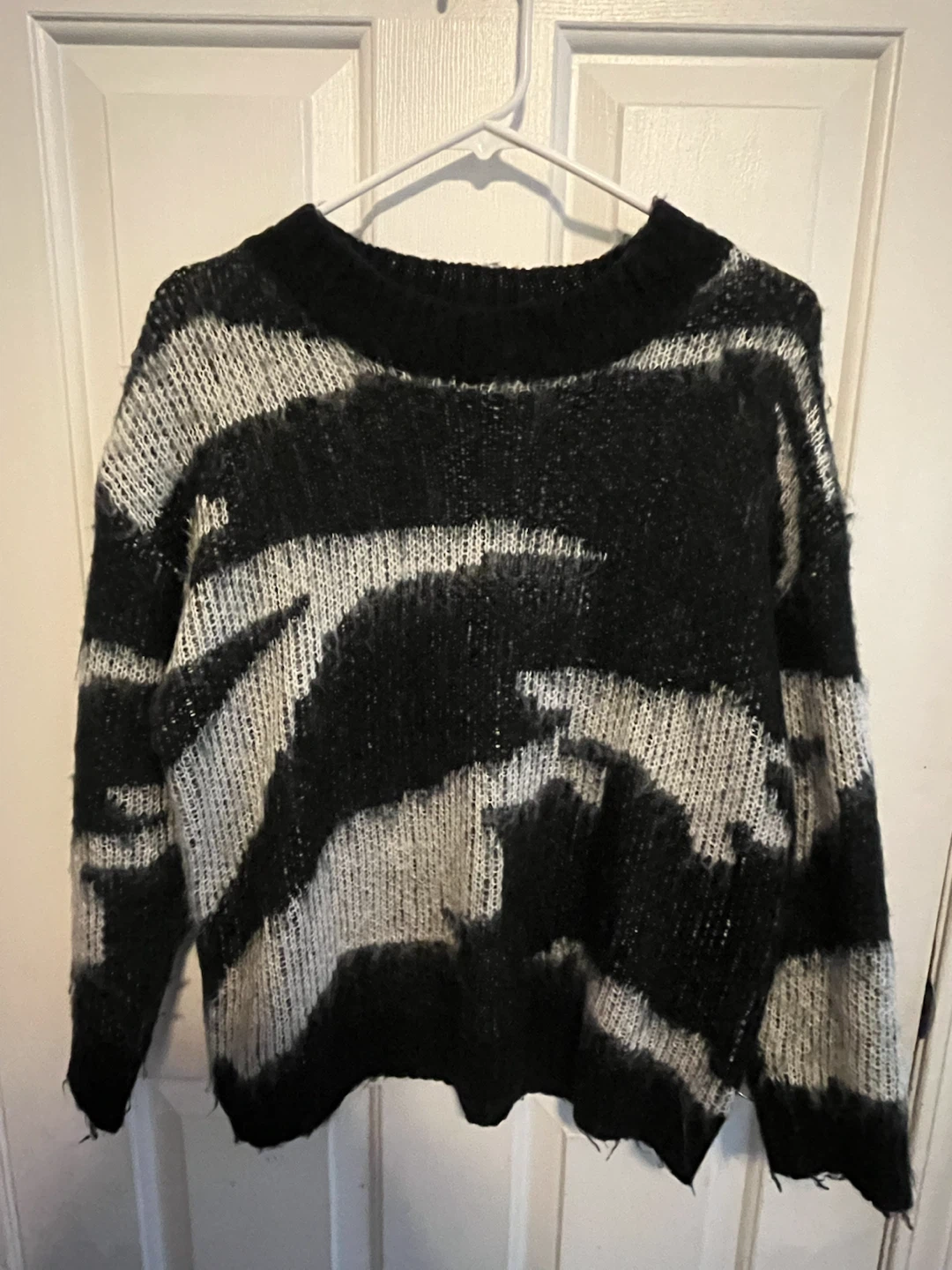 Black and White Striped Knit Sweater