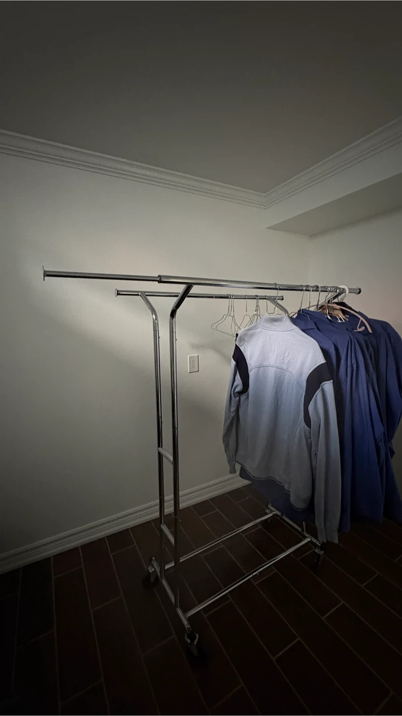 Chrome Double Rail Garment Rack with Wheels