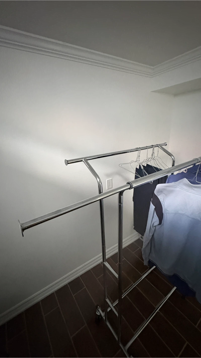 Chrome Double Rail Garment Rack with Wheels - photo 2